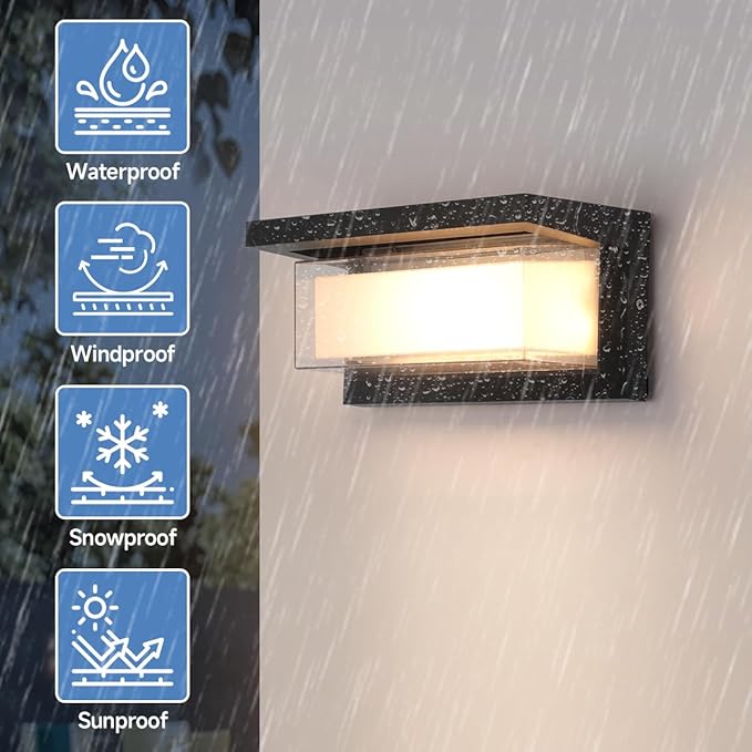 Outdoor Porch Light 24W Outdoor Wall Sconce Lights 3 Color 3000K/4000K/6500K Outdoor Light Fixture 2100LM IP65 Waterproof for House Garage Exterior Lighting fixtures Backyard Garden 1 Pack