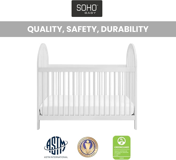 Soho Baby Everlee 3-in-1 Island Crib, Whitewash