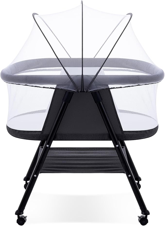 Baby bassinets,3 in1 Baby Crib, Sturdy, Portable & Easy to Assemble,Mosquito net and Portable Bag Included. (Black)