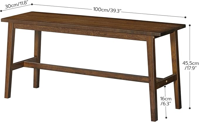 HOOBRO 39.3'' Bamboo Dining Bench, Farmhouse Kitchen Table Bench, Kitchen & Living Room Furniture, Easy to Assemble, Sturdy and Stable, Mocha MA03CD01G2