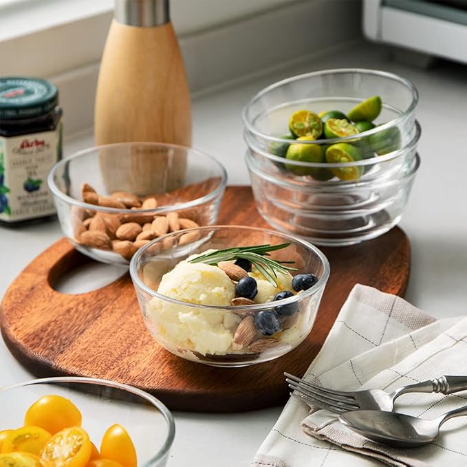 Sweejar Small Glass Bowls Set, 8 oz Prep Bowls for Cooking, 4 inch Bowls for Kitchen, Dessert Bowls for Ice Cream, Serving Bowls for Dipping, 10 pack