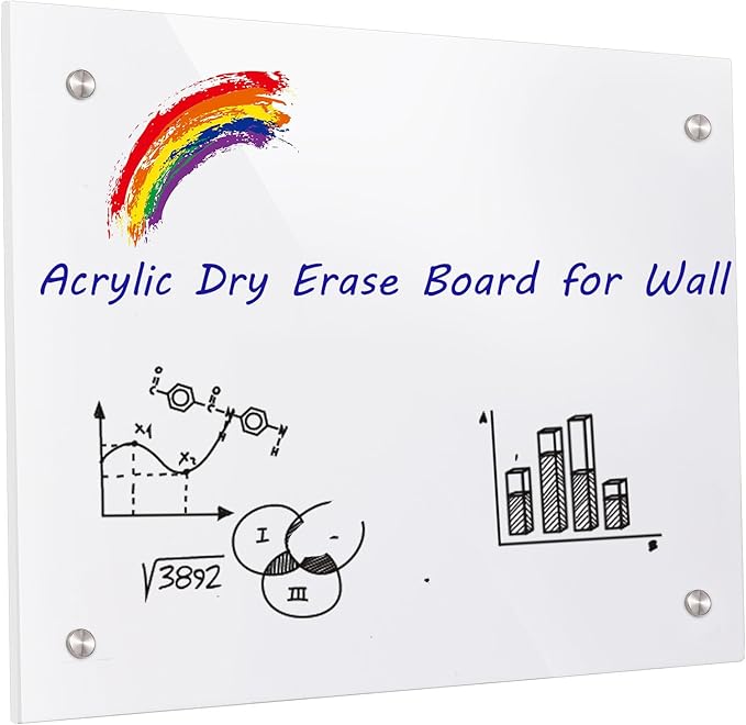 iCAGY Acrylic Dry Erase White Board for Wall - Small Wall-Mounted Whiteboard for Office Home and Kids - Sleek Design, Easy Installation, Rounded Corner, 11" x 14", White