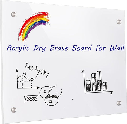 iCAGY Acrylic Dry Erase White Board for Wall - Small Wall-Mounted Whiteboard for Office Home and Kids - Sleek Design, Easy Installation, Rounded Corner, 11" x 14", White
