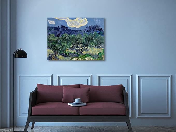 Wieco Art Olive Trees by Van Gogh Classic Abstract Oil Paintings Large Canvas Prints Wall Art Reproduction Artwork Wrapped Landscape Pictures for Living Room Bedroom Home Office Decor