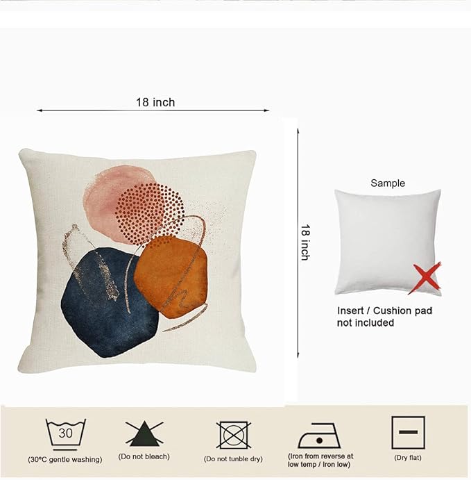 Jartinle Burnt Orange Abstract Throw Pillow Covers 18x18 Set of 4 Mid Century Modern Pillow Covers Geometric Minimalist Decor for Couch Home Decor