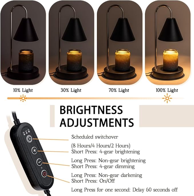 Candle Warmer Lamp with Timer, Birthday Gifts for Men Dad Boyfriend, Black Modern Room Decor Aesthetic Vintage, Dimmable Wax Melt Warmer for Scented Wax, Black