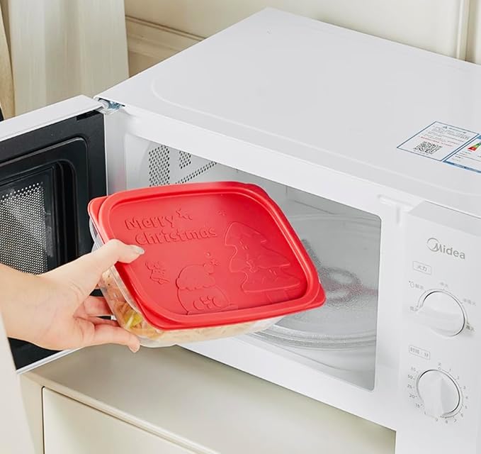 Plastic Food Storage Container Set, 4 Containers with Lids, Assorted Colors (RECTANGULAR MERRY)