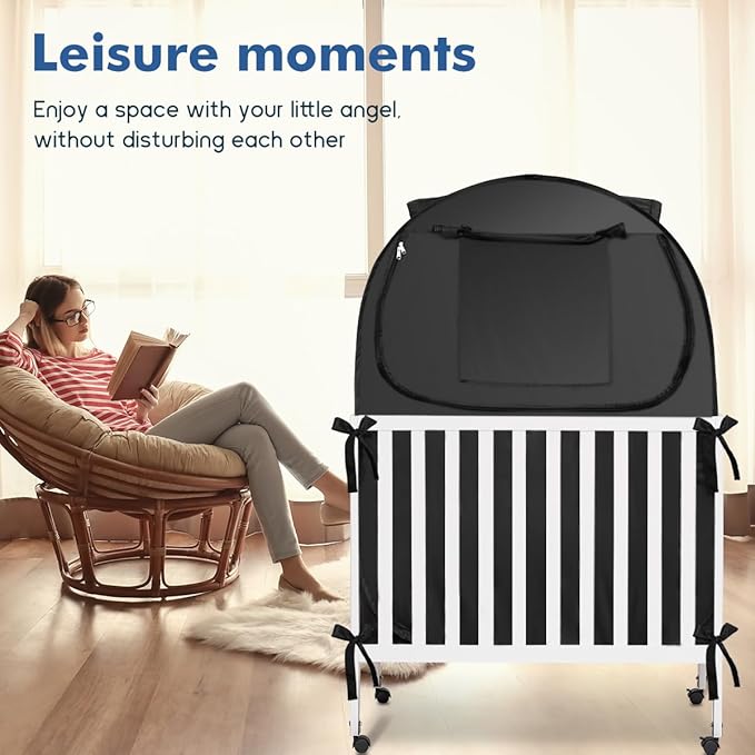 Pack N Play Blackout Cover, Portable Travel Essential Pack N Play Cover, Dark Pack and Play Blackout Cover for Baby Sleeping, Block 90% + Light