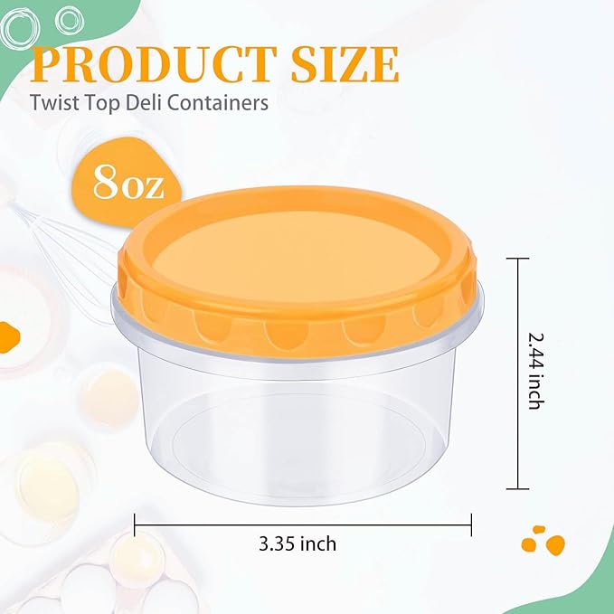 TOFLEN Reusable Small Freezer Containers 8 Oz Plastic Food Storage Containers with Screw On Lids, Leakproof & Airtight, Freezer Safe, Dishwasher Safe, Set of 12 Multicolor