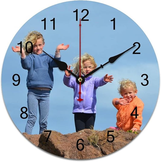 Custom Wall Clock, Personalized Wall Clock with Photo/Image Text Non-Ticking Clock Silent Customized Digital Wall Clocks Customized Gift for Living Room Kitchen Bathroom Home Decor 9.84''