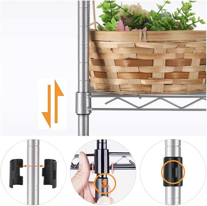 REGILLER 8-Wire Shelving Metal Storage Rack Adjustable Shelves,Standing Storage Shelf Units for Laundry Bathroom Kitchen Pantry Closet(Silver,13.9" D x 23.9" W x 72.1" H)