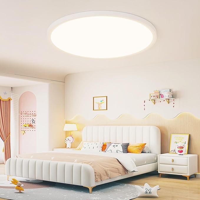 20 Inch Dimmable LED Ceiling Light Fixture, Ultra Thin Flush Mount, 40W 4000Lumen, 3 Color Changeable, Round, White, for Dining Room, Kitchen, Bedroom, Office, Hotel