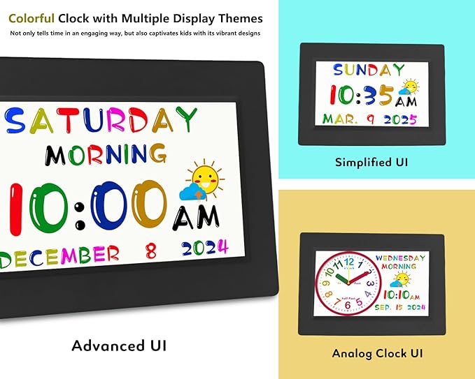 MASSII 2025 Digital Teaching Clock Talking Time, 24 Alarms Custom Reminders, Checklist to-Do List, Auto DST & Calendar Display, Sleep Trainer, Easy to Use for Kids Birthday Gift- Black with Remote