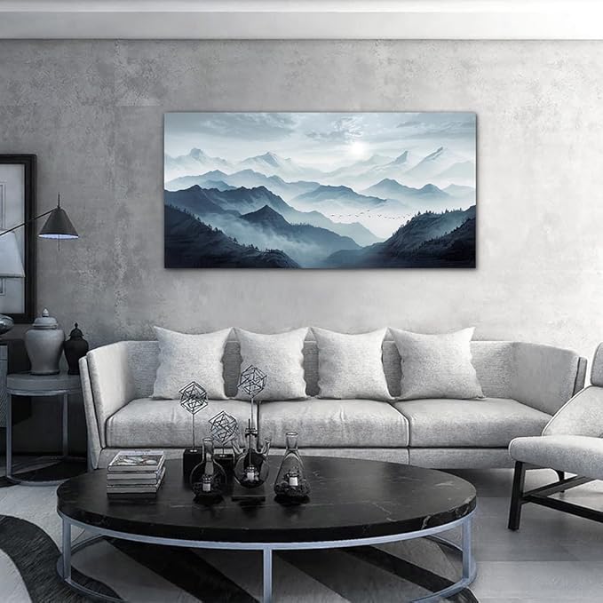 Lapremoly Large Canvas Wall Art For Living Room Wall Decorations For Office Bedroom Wall Decor Frame Pictures Artwork Home Decor Abstract Mountain Landscape Wall Painting Poster Hotel Decor 24"X48"