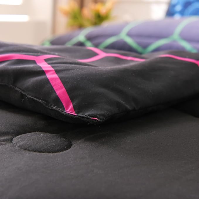 NTBED Game Console Comforter Set for Boys Girls Kids 3D Gaming Geometric Lightweight Microfiber Bedding Sets (Multi, Full)