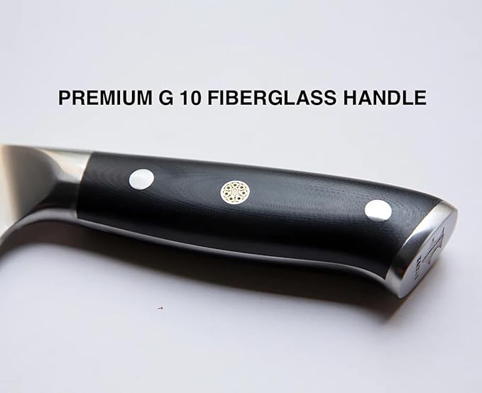 KANKA Grill 5" Damascus Steel Utility Knife - Professional 67 Layers, Hammered Finish, G10 Fiberglass Handle, Razor Sharp Kitchen Blade for Cooking, BBQ, Meat, Veggies & Slicing - Black