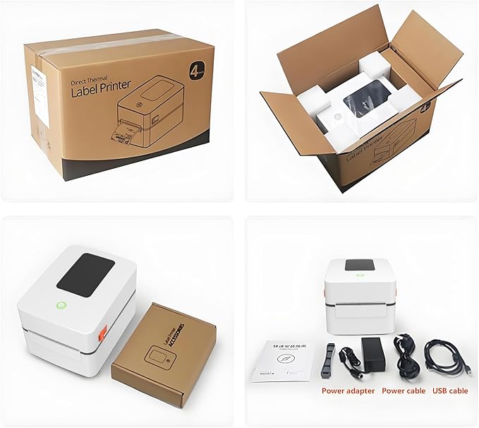 4x6 Shipping Label Printer with A Built-in Label Bin – USB Thermal Printer Fast, Easy Setup, Supports iOS, Android, Windows, Mac