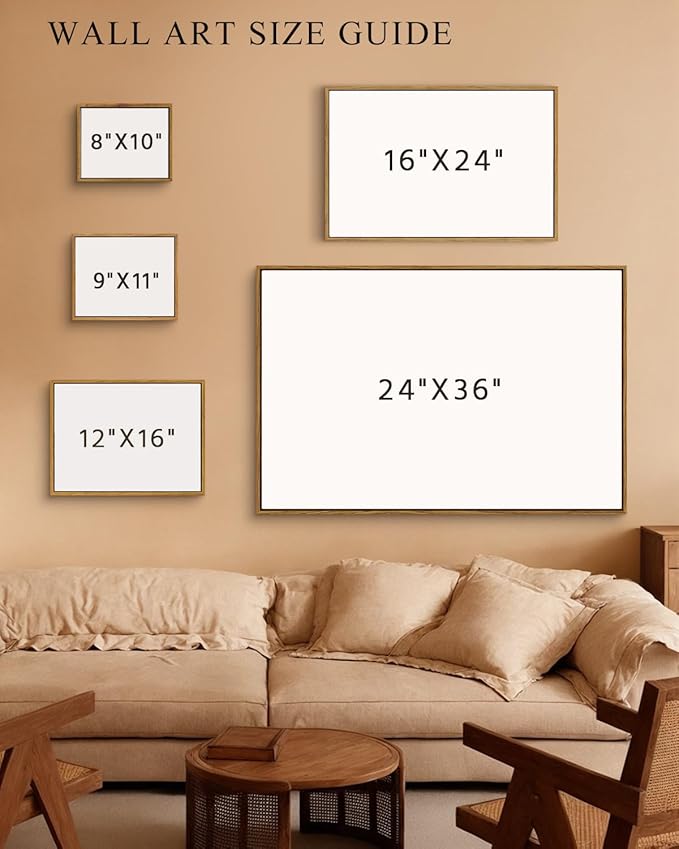 InSimSea Framed Canvas Wall Art Vintage Decor, Framed Vintage Landscape Canvas Wall Art, Wild Field Oil Painting Prints, Cottagecore Bedroom Bathroom Office Decor, 24"x36"