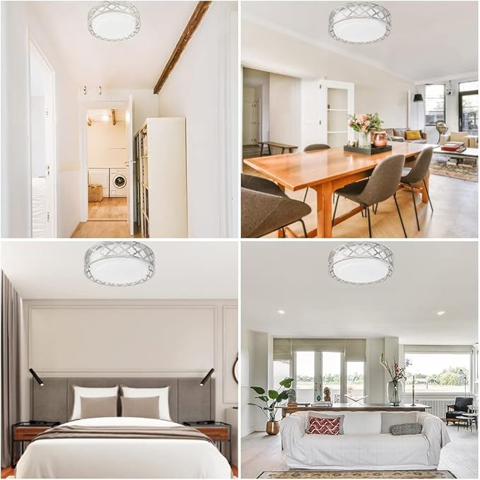 14inch LED Ceiling Light, 20W 1400 Lumens Dimmable Flush Mount Lighting Fixtures, 3000K Warm White, Brushed Nickel Finish, ETL Listed for Kitchen, Hallway, Bedroom, Laundry