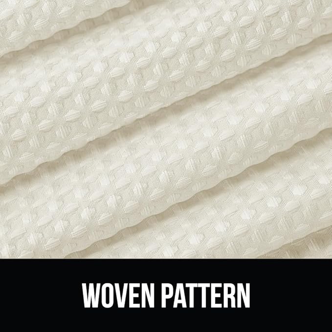 GORILLA GRIP Waffle Shower Curtain, Thick Weighted Fabric, Wrinkle and Rust Resistant, Hotel Quality Design, Heavy Duty Long Curtains for Bathroom Showers, Bath Tubs, Machine Wash, 72x72 Ivory Cream