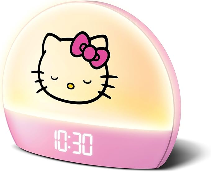 Hello Kitty Sunrise Alarm Clock - Multicolor Lights, USB Charging, LED Display, and Snooze Function Ages, 2 Pack