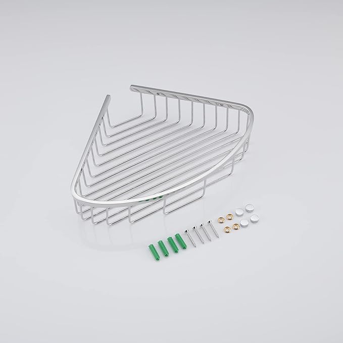 Bathroom Corner Shower Caddy Organizer, Corner-Hollow Design, SUS304 Stainless Steel Heavy Duty Rust-Proof Bathroom Shelf Organizer Holder, Wall Mounted Storage Rack, Brushed Chrome