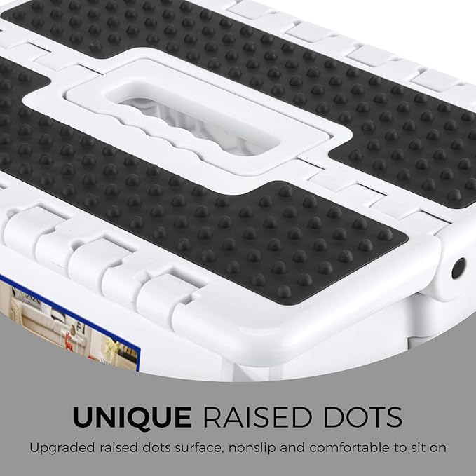 ACKO Folding Step Stool - 13" Height Premium Heavy Duty Step Stools for Adults and Kids, Upgrade Step Stool Kitchen Garden Bathroom Stepping Stool (White)