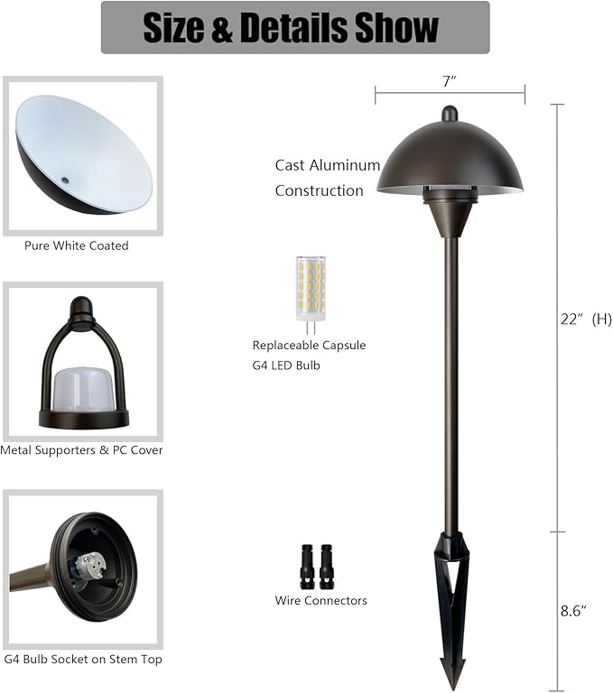 Arrownine Low Voltage Pathway Lights,Replaceable Path Lights G4 LED Outdoor Landscape Lighting Driveway Walkway Garden Yard Light Oil Rubbed Bronze Warm White Pack of 2