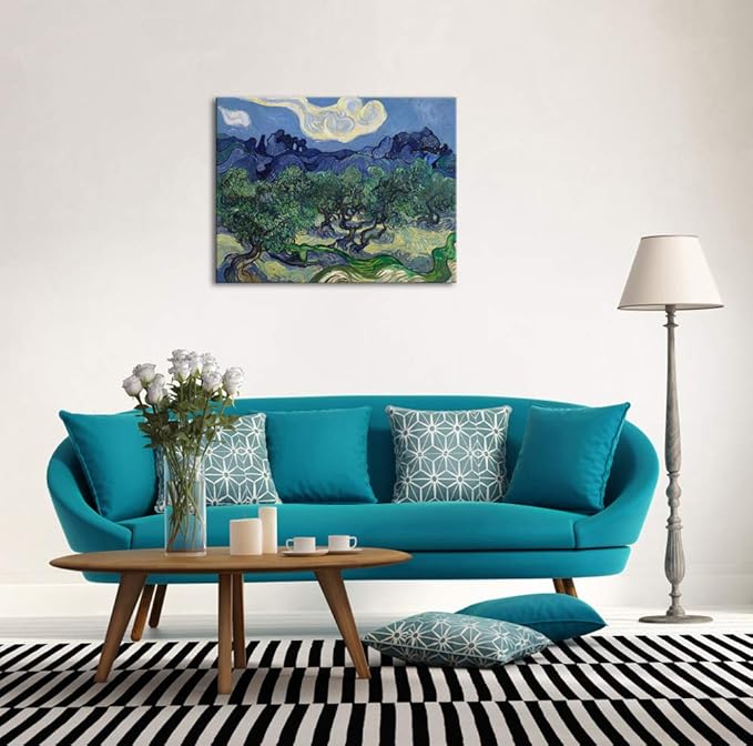 Wieco Art Canvas Prints Wall Art Olive Trees by Van Gogh Classic Abstract Oil Paintings Reproduction Artwork Gallery Wrapped Landscape Pictures for Living Room Bedroom Home Office Decor