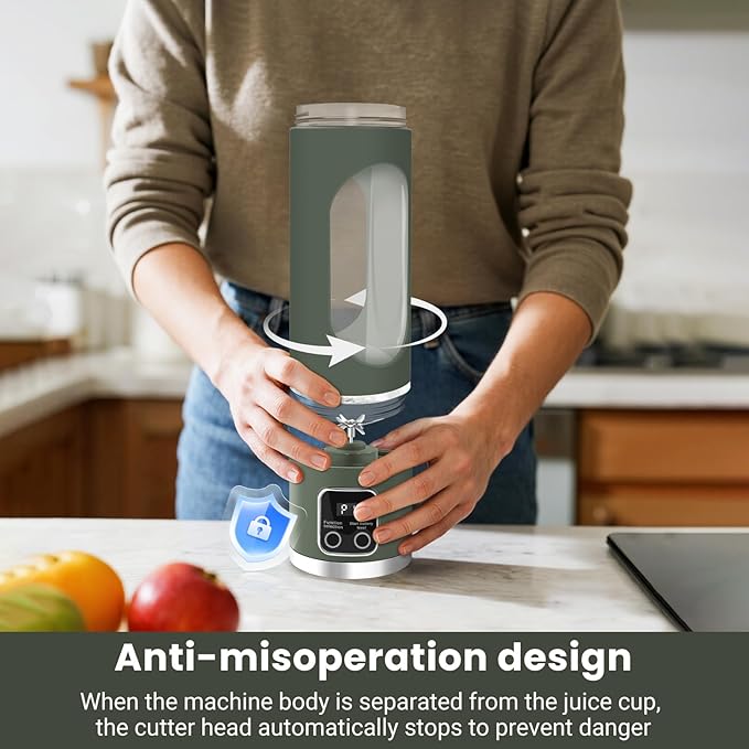 Portable Personal Electric Blender，500ML Portable Shakes and Smoothies Blender，Small Blenders、Mixing、Compact、Convenient and Versatile(Green)