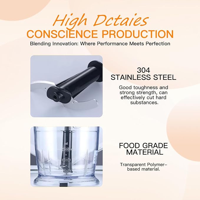 MegaWise Pro Titanium Reinforced 5-in-1 Immersion Hand Blender, Powerful Motor with 80% Sharper Blades, 12-Speed Corded Blender, Including 500ml Chopper, 600ml Beaker, Whisk and Milk Frother (Red)