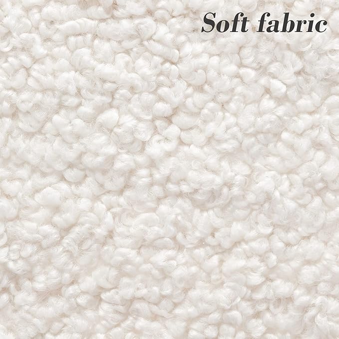 Zesthouse Boucle Shoe Bench Entryway with Storage, Upholstered Bench for Bedroom End of Bed, Metal Shoe Rack for Closet Hallway Doorway Living Room Mudroom, White