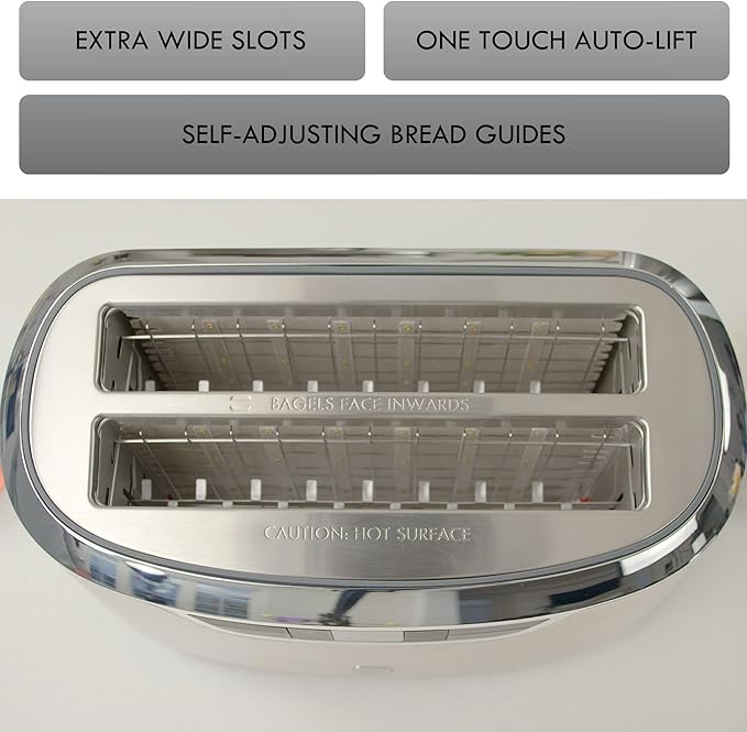 Kenmore Elite 76774 4-Slice Auto-Lift Long Slot Toaster in Stainless Steel