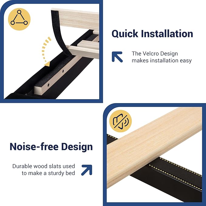 Allewie Velvet Vertical Tufted Queen Upholstered Platform Bed Frame with 2-Tier LED Storage Headboard & 2 Storage Drawers, USB & Type-C Charging Ports, Noise-Free/No Box Spring Needed, Black