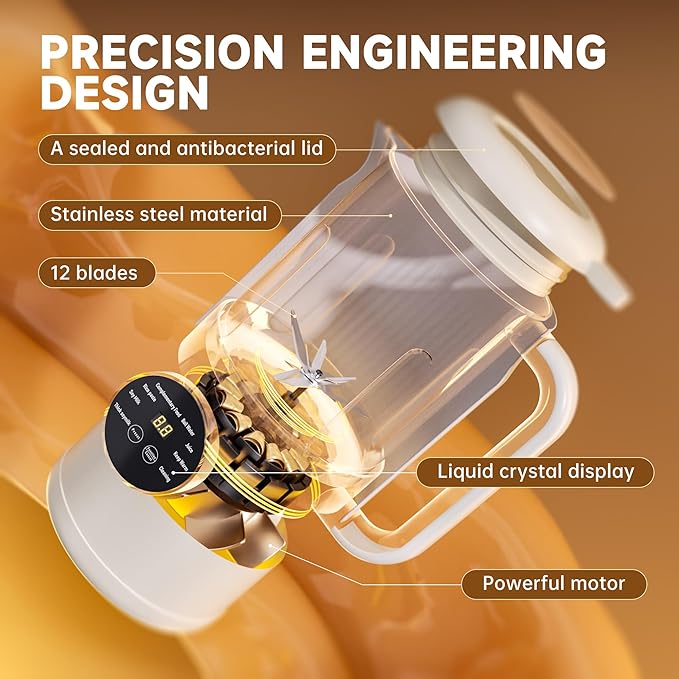 Nut Milk Maker Machine, Automatic Nut Milk Maker Almond Homemade Milk, Plant-Based Milk Almond Milk Maker, 40oz Soy Milk Maker Delay Start/Self Clean/Boil Water/Keep Warm (White)