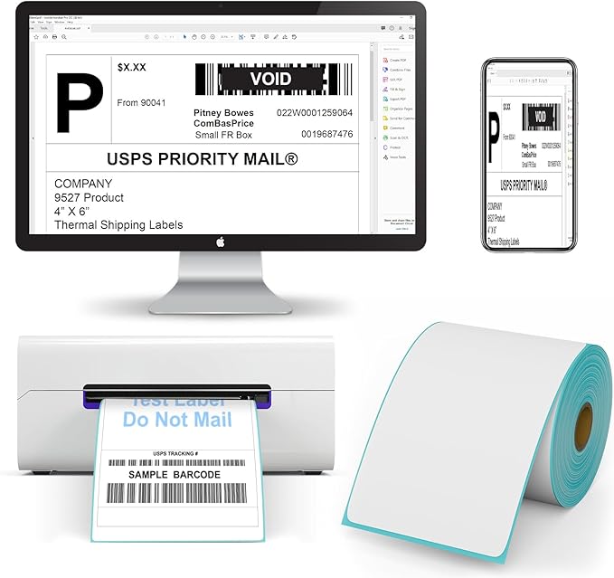9527 Product 4" x 6" Direct Thermal Shipping Labels for Zebra 2844 ZP-450 ZP-500 ZP-505 Thermal Printers,Blank Direct Thermal Labels 8 Rolls 3600 Labels, 450 Labels/Roll 1" Core