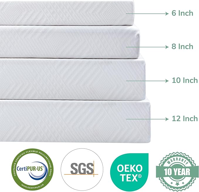 EGO 6 Inch Twin Mattress - Green Tea Memory Foam, Cooling Gel, Fiberglass-Free, CertiPUR-US Certified, for Kids, Bunk Beds, Trundle & Daybeds