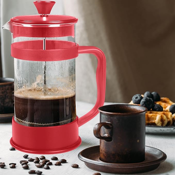 Utopia Kitchen 34 Ounce 1 Liter French Press Coffee Maker, Tea Maker, Travel Coffee Presses, Heat Resistant Thickened Borosilicate Coffee Pot for Camping Travel Gifts, Red Pack of 1