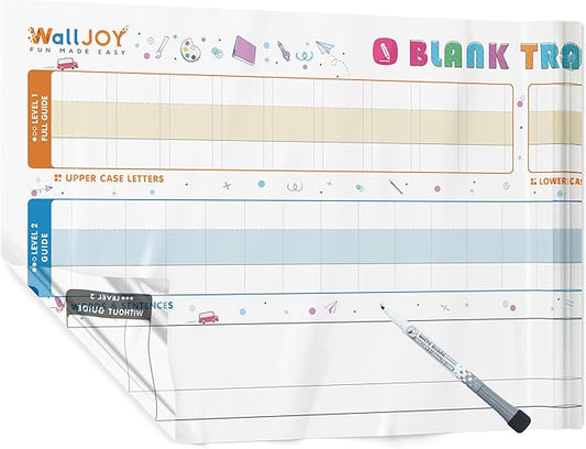 Large Handwriting Practice Dry Erase Board – 42x16” Blank Tracing, Reusable Lined Whiteboard for Kids, Adhesive-Free Clear Writing Board for KG-2nd Grade, Home & Classroom, with Marker