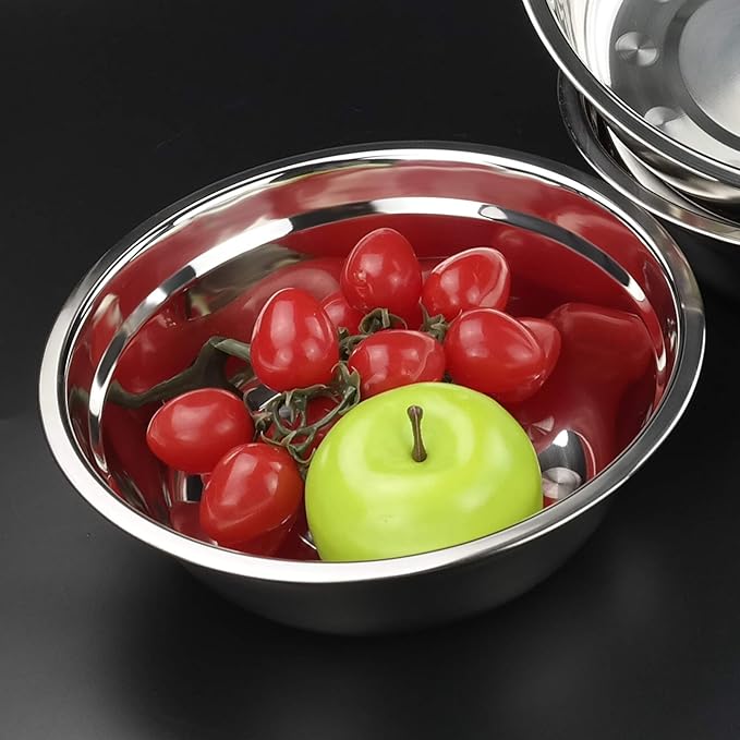 4-Pack Stainless Steel Mixing Bowls, Metal Prep Bowls, F