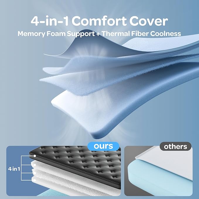 OhGeni 12 Inch Cooling Queen Size Mattress, Hybrid Gel-infused Memory Foam Bed Mattresses in a Box, Medium Feel Cool Top Fabric,Individual Pocket Spring, 3-Zone design & Reinforced Edge Support, Black