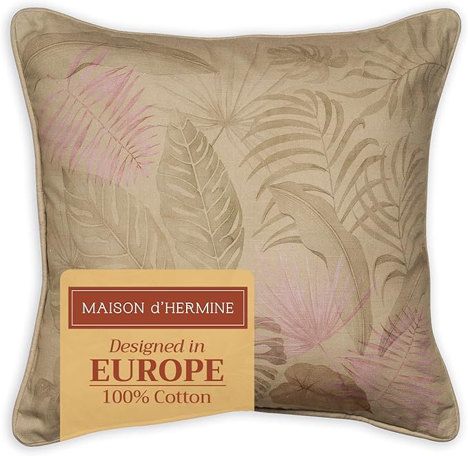 Maison d' Hermine Decorative Pillow Covers 18 x 18 Inch Square 100% Cotton Throw Pillow Covers with Invisible Zipper for Living Room Couch, Chair, Sofas, Bedroom, Home (Creole - Olive Grey)