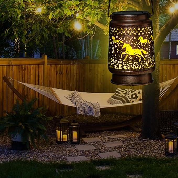 Horse Lover Solar Light Gift for Mom Grandma Women Sister, Hanging Image Horse Lights, Yard Corridor Garden Decor, Mother's Day Horse Gifts, Thanksgiving Day, Christmas Day, Birthday