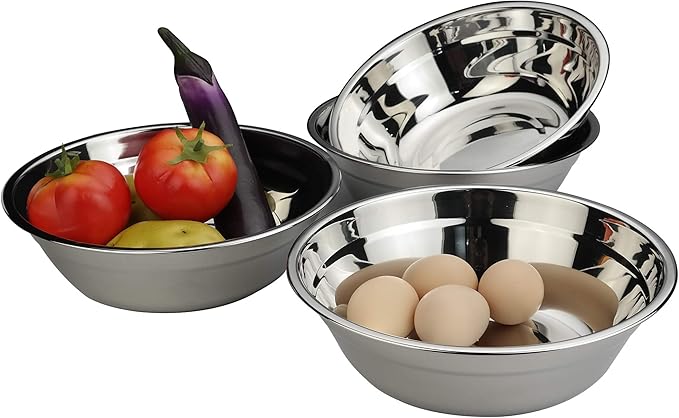 Morcte 4-Pack Stainless Steel Metal Prep Bowl, Mixing Bowl, 2 Quart