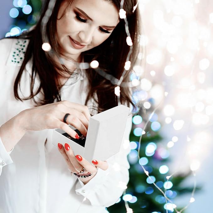 Gift Box Necklace Earring Ring Box Gift Box,12 Pieces Square Cardboard Jewelry Gift Boxes,Cotton Filled Cardboard Paper Jewelry Box Gift Case (3.5x3.5x1.25 Inches) (White)