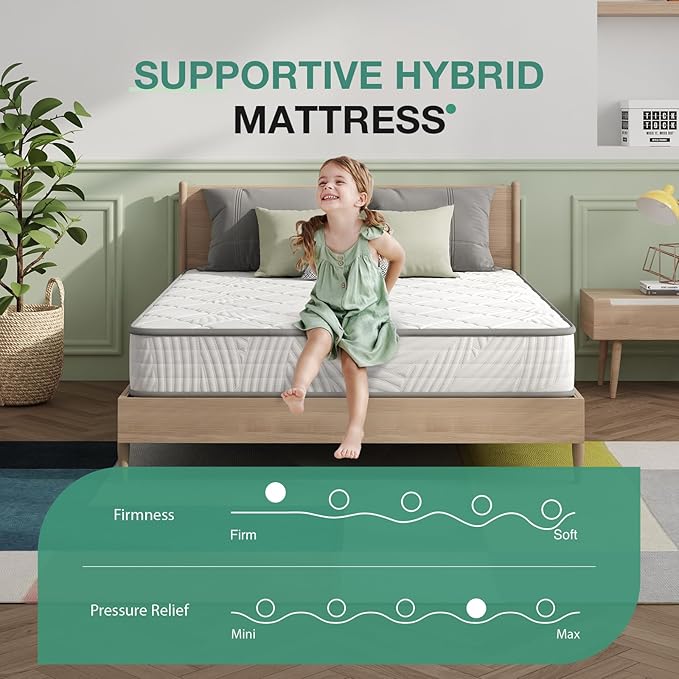 Novilla Twin XL Mattress 8 inch, Hybrid Twin XL Size Mattress in a Box, Innerspring Mattresses with Comfortable & Breathable Foam, Supportive Mattresses for Back Pain Relief, Certipur-Us Certified