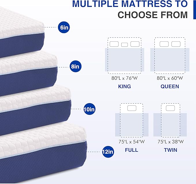 8 Inch Full Gel Cooling Memory Foam Mattress, Pressure Relief, Medium Firm Support，Mattress in a Box, CertiPUR-US Certified