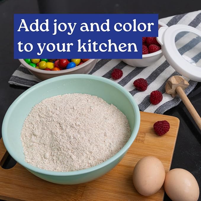 WHYSKO Mixing Bowl Set, 12 Piece Colorful Plastic Mixing Bowls with Lids Set for Food Prep Storage and Serving, Microwave and Dishwasher Safe for Kitchen Baking Cooking