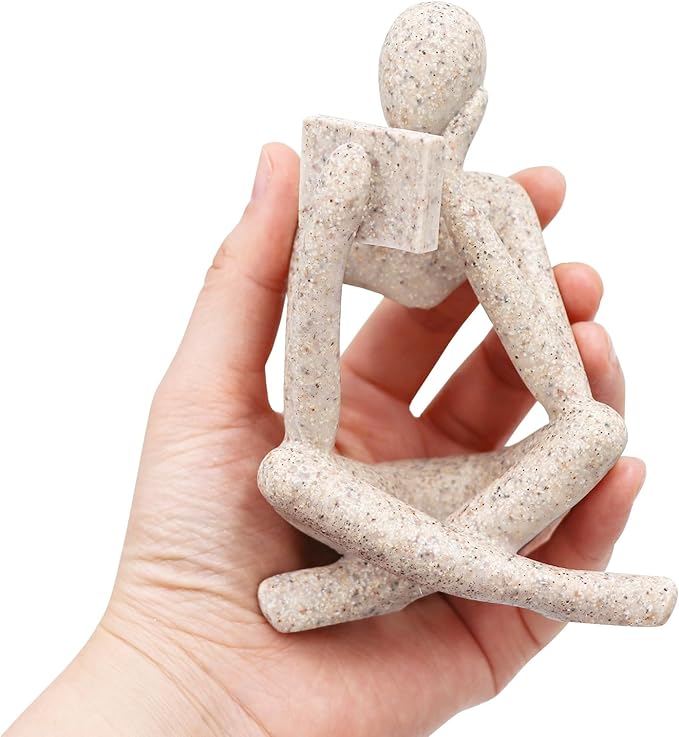 Gold Reading Women Statue, Thinker Sculptures, Abstract Art Ornament, Modern Aesthetic Figurine Decoration, Suitable for Home Living Room Bedroom Office Shelf Table Desk Bookshelf Decor