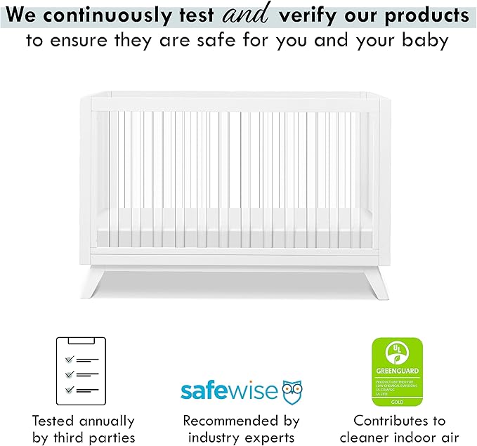 DaVinci Otto 3-in-1 Convertible Crib in White with Acrylic Slats, Greenguard Gold Certified
